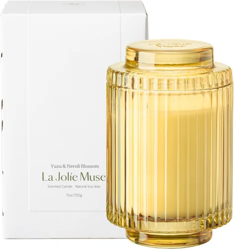 Vista 20 de LA JOLIE MUSE Starlit - Velas perfumadas de pino de abeto para el hogar Abeto dorado iluminado por estrellas