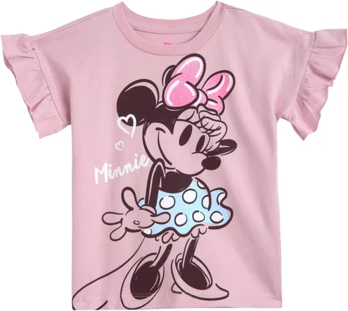 Vista 39 de Disney Minnie Mouse - Conjunto de camiseta floral arcoíris y pantalones cortos de cambray, tallas de bebé a niño grande (12 meses - 14-16)