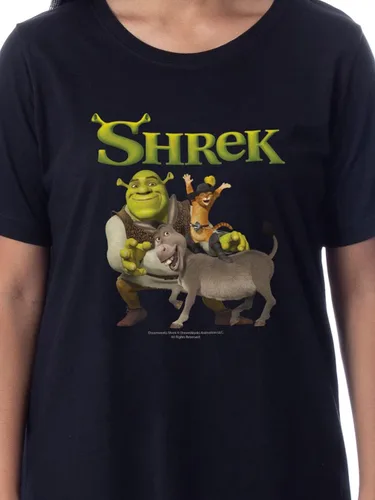 Vista 2 de INTIMO DreamWorks Shrek - Camisón de pijama para mujer con diseño de gato con botas, Negro