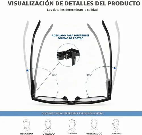 Vista 3 de 5 Pack Reading Glasses for Women Men, Blue Light Blocking Computer Readers UV Glare Negro claro