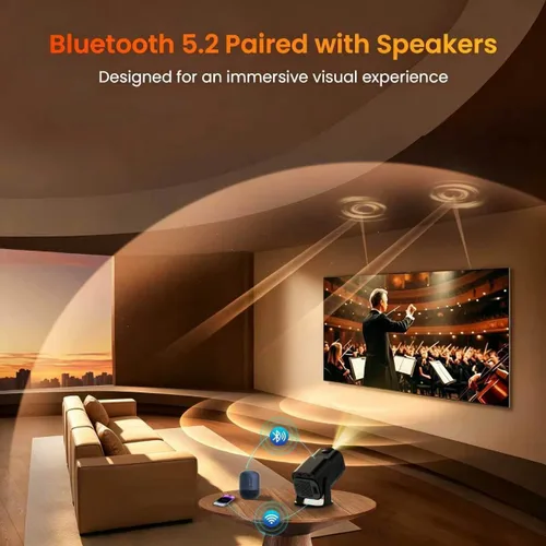 Vista 4 de Mini proyector con WiFi y soporte Bluetooth 4K y proyector inteligente
