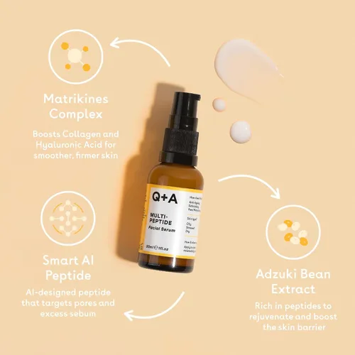 Vista 3 de Q+A Suero multipéptido (1.0 fl oz), suero facial antienvejecimiento con polipéptido, sin fragancia, suaviza las arrugas, mejora el tono