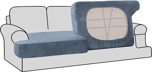 Vista 43 de H.VERSAILTEX Fundas de terciopelo elástico para silla con cojín en forma de T para sala de estar, funda de sofá, funda de asiento con cojín