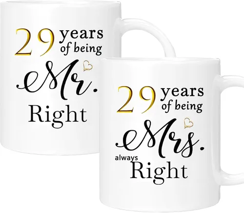 Vista 7 de Juego de 2 tazas de café para el 10º aniversario, regalos de boda para parejas, padres, hombres, mujeres, marido, esposa, él, ella, caja de regalo