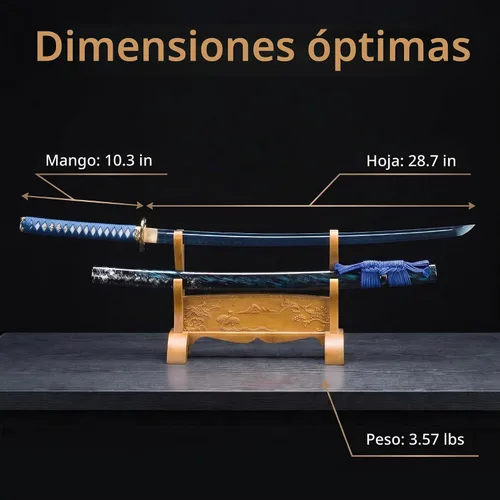 Vista 2 de Katana Sword, Handmade Samurai Sword 9260 Spring Steel - Plum Blossom Design, Full Tang & Clay Tempered - Ideal for Training, Practice, Collection &