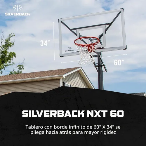 Vista 2 de Silverback NXT. Canasta de baloncesto en tierra de 152 cm con tablero de altura ajustable y diseño QuickPlay NXT 60