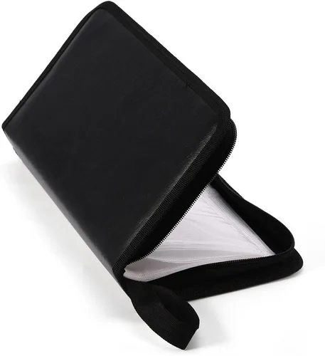 Vista 6 de Fosa Funda de poliuretano para CD/DVD/VCD con capacidad para 80 unidades, almacenamiento, soporte, folleto, bolsa, organizador de álbumes-Muti
