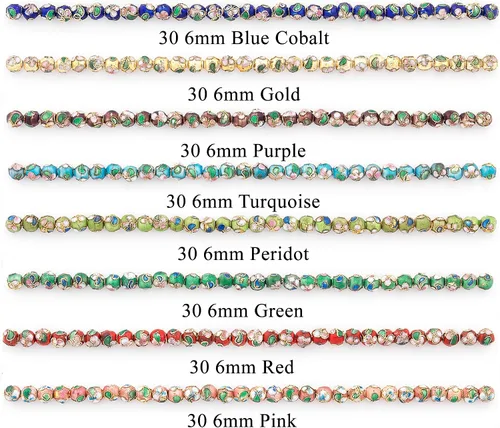 Vista 3 de Expo International Cuentas clásicas de Cloisonne pintadas a mano, suministros versátiles para hacer joyas, cuentas vibrantes, paquete económico