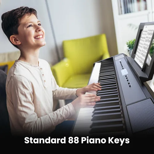 Vista 2 de Piano digital, piano de martillo con peso de 88 teclas, piano de teclado eléctrico portátil para principiantes/adultos con pedal de sostenimiento