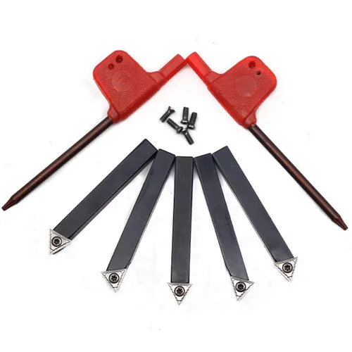 Vista 6 de OSCARBIDE 1/4 "Mini torno de carburo indexable portaherramientas de torneado, herramientas de torno de metal con insertos de carburo