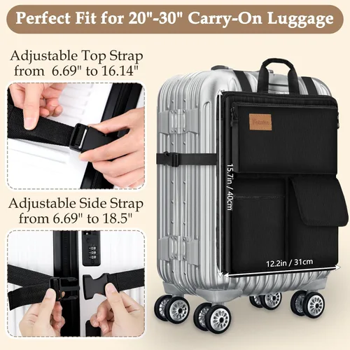 Vista 6 de Yotako Organizador de equipaje para maleta o bolsa de mano con 7 bolsillos de almacenamiento, funda para laptop de 16 pulgadas con asa y correas