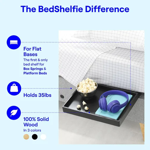 Vista 4 de BedShelfie - Estante de cabecera para dormitorio con litera y litera superior, elementos esenciales para dormitorio universitario, cadí de cabecera