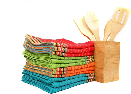 Vista 3 de Toallas de cocina a rayas de salsa Toallas de salsa de algodón absorbente 100% natural Paños de cocina multiusos para cocinar, secar y limpiar