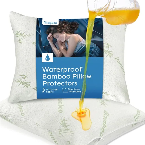 Vista 8 de Protectores de almohada 100% impermeables estándar de 20 x 26 pulgadas, funda de almohada con cremallera, almohadilla silenciosa garantizada, ultra