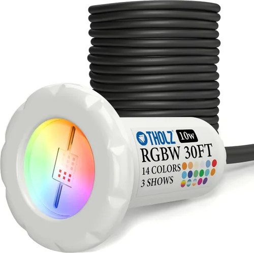Vista 11 de Tholz® Luz de piscina RGBW - LED ultra brillante - Fácil instalación - Luz de piscina enterrada (10 W, cable de 50 pies)