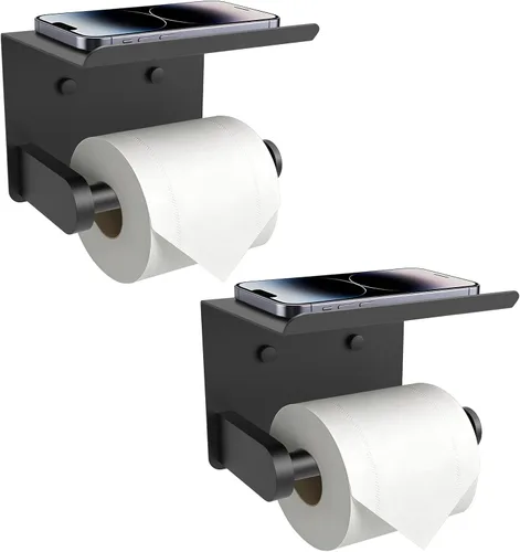 Vista 7 de SetSail Portarrollos de papel higiénico con adhesivo para estantes o espejo cromado