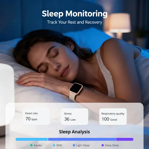 Vista 4 de Reloj de seguimiento de actividad física para mujeres y hombres, llamadas Bluetooth, pantalla HD de 1.83 pulgadas, 100 modos deportivos, frecuencia