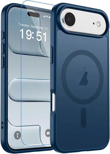 Vista 418 de zapica Funda magnética para iPhone Air, con protector de pantalla de vidrio templado, compatible con MagSafe, translúcida mate, a prueba de golpes
