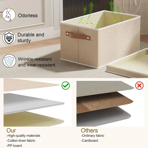 Vista 7 de Contenedor de almacenamiento plegable, caja de almacenamiento de 10.2 x 7.8 x 6.7 pulgadas con tapa, organizador de armario para organizar con asas