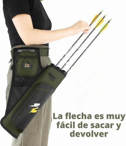 Vista 5 de SUNYA Carcaj de cadera de tiro con arco para flechas. Incluye 3 tubos de soporte de flecha, bolsillos de accesorios y cinturón de cintura. Apto