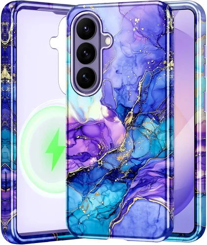 Vista 45 de Btscase para Samsung Galaxy S25, [Probado contra caídas de grado militar] Funda protectora de diseño de patrón de mármol, resistente, delgada