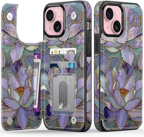 Vista 68 de FUNMIKO Funda tipo cartera para iPhone 13 con tarjetero, bloqueo RFID, protección de grado militar y obras de arte impresas con rayos UV, cierre