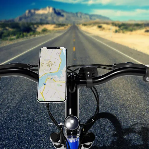 Vista 6 de TechMatte Soporte universal para teléfono para bicicleta, bloqueo rápido y liberación de 360 grados, soporte de teléfono ajustable para manillar