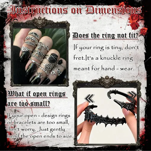 Vista 7 de SMUOBT Gothic Mystery Jewelry Jar, Random Goth Jewelry Set for Women Negro rojo