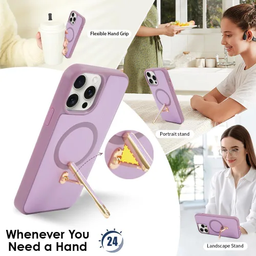 Vista 3 de CUSTYPE Funda para iPhone 13 Pro Max de 6.7 pulgadas con soporte, funda de cuero delgada con soporte de 2 vías, compatible con MagSafe, funda