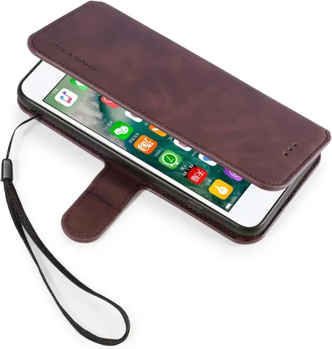 Vista 6 de UEEBAI Funda de cuero PU para iPhone 6 6S, Vintage Retro Premium Wallet Flip Cover TPU Inner Shell [ranuras para tarjetas] [Cierre magnético]