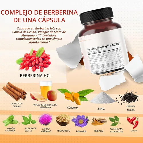 Vista 2 de Berberina Canela Vinagre De Sidra De Manzana Cúrcuma - Apoyo General De Bienestar