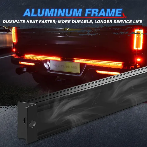 Vista 5 de MICTUNING Barra de Luz Triple para Portón Trasero Impermeable Plug-and-Play Marco de Aluminio con Conector Plano de 4 Vías - Señal de Giro
