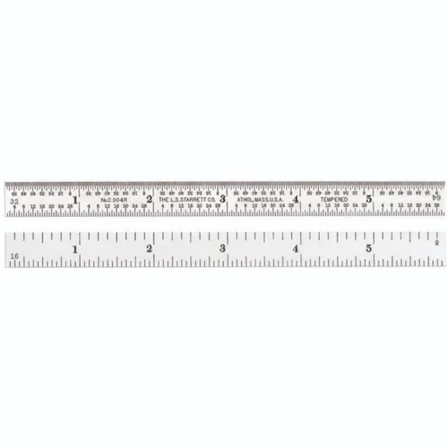 Vista 12 de Starrett Regla de acero totalmente flexible con acabado cromado satinado, lectura rápida y graduación en pulgadas, graduación 3R, 6 pulgadas