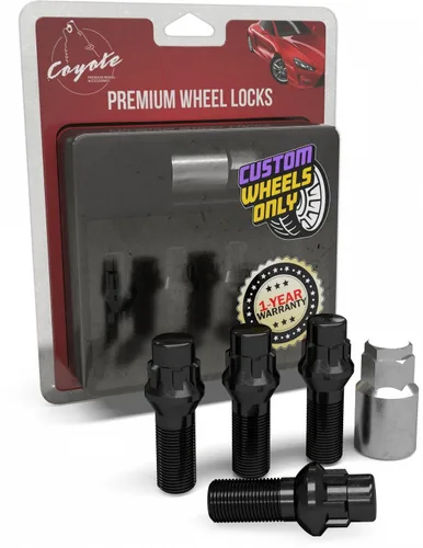 Vista 9 de Wheel Accessories Parts 4 cerraduras + llave M12 x 1.25 12 x 1.25 rosca Bellota para asiento con cerradura de perno de asiento con acabado negro
