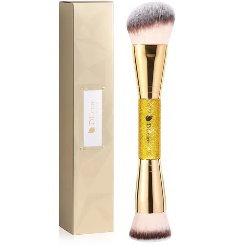 Vista 13 de DUcare Brochas de maquillaje Duo End Foundation Powder Buffer y Contour Brush Herramientas cosméticas sintéticas 2 piezas 2 piezas de crema