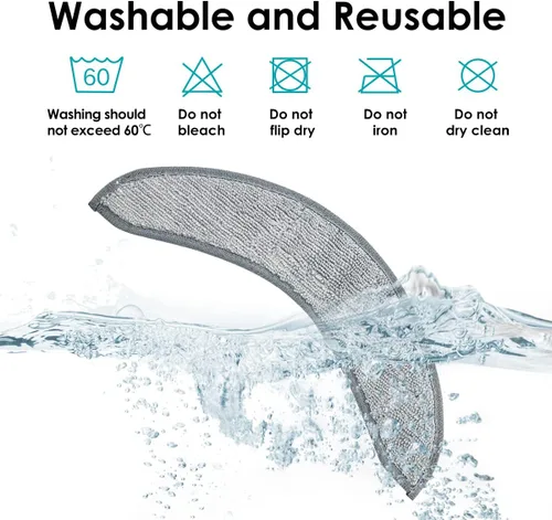 Vista 5 de Paquete de 4 almohadillas de repuesto para Irobot J7+ Combo Robótico Reutilizable Piso Duro Paño Expert Wet Reemplazo de microfibra suave Pad
