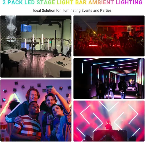 Vista 9 de Barra de luz LED para escenario, paquete de 2: mezcla de colores RGB de 60 W, control DMX y RDM, 67 programas de persecución y 37 colores estáticos