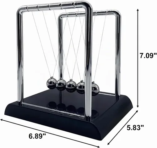 Vista 7 de Cuna de Newton Bolas de Equilibrio, Bolas de Péndulo con Base Negra, Péndulo Cuna de Newton, Decoración de Escritorio para Hombres, Juguetes