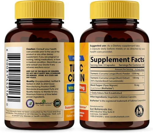 Vista 5 de SANDHUHERBALS Ashwagandha orgánica 4 en 1 con zinc y curcumina de cúrcuma orgánica con extracto de pimienta negra bioperina Apoya el sistema