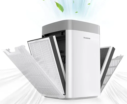 Vista 3 de Nuwave OxyPure Zero - Purificador de aire inteligente, gran área de hasta 2,002 pies cuadrados, filtración de aire dual de 4 etapas y purificador