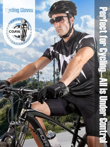 Vista 6 de COFIT Guantes de ciclismo antideslizantes para hombres y mujeres, guantes transpirables para pantalla táctil, guantes de bicicleta de montaña