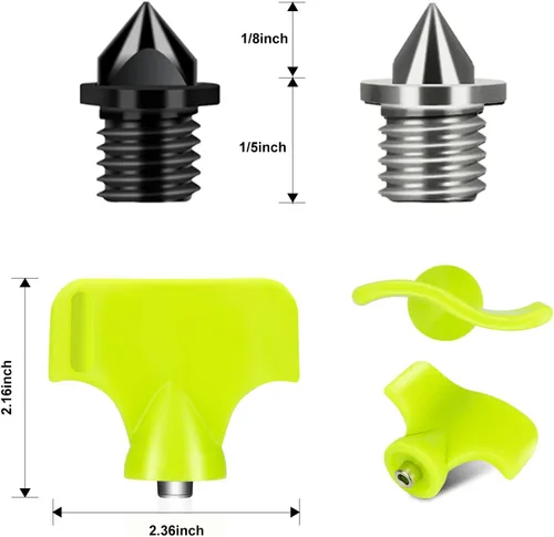 Vista 2 de 100 Pcs Track Spikes, 1/8 inch & 3/16 inch & 1/4 inch Steel Track Shoe Spikes Replacements wiht Spike Wrench for Sports Running Track Shoes