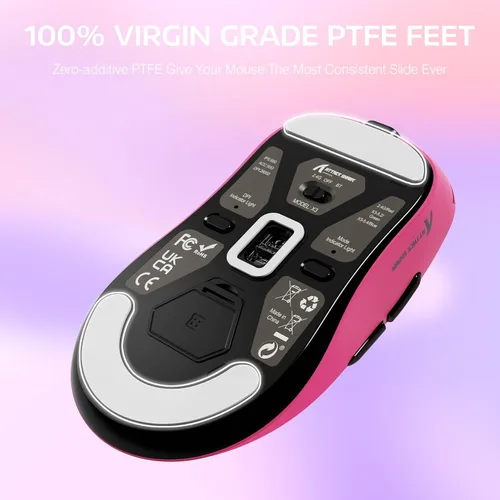 Vista 5 de ATTACK SHARK X3 Mouse inalámbrico para juegos, mouse ergonómico de computadora de 49g, sensor óptico PAW3395 de triple modo de 26K DPI, duración