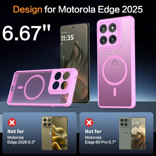Vista 2 de Funda para Motorola Moto Edge 2025, compatible con Magsafe Rosa