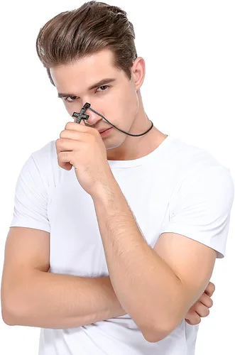 Vista 6 de LOYALLOOK Collar de acero inoxidable para hombre, 24 pulgadas, plata y tono negro con cruz colgante de oración del señor