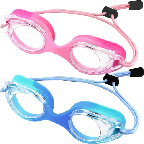 Vista 9 de Vvinca Kids Swim Goggles with Bungee Strap，Quick Adjust Kids Goggles 3-14