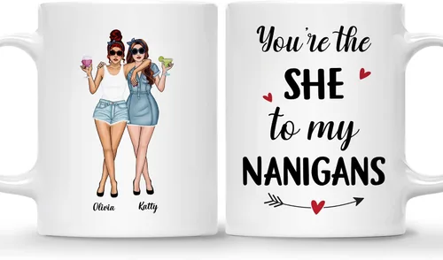 Vista 10 de Gossby Taza de café personalizada para mejores amigas, regalo personalizado para mujeres con nombre, cumpleaños, Navidad, regalo de taza de larga