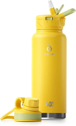 Vista 44 de IDEUS Botella de agua aislada de 12 onzas, botella de agua aislada de acero inoxidable para la escuela, botellas aisladas con pajitas a prueba