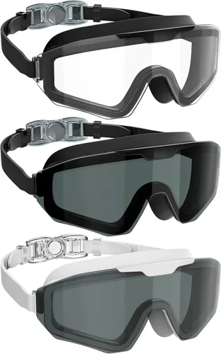 Vista 12 de NSSIW Gafas de natación para adultos, para natación, sin fugas, con protección UV400, antivaho y amplia visión para hombres y mujeres, paquete de 3