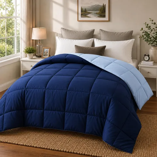 Vista 11 de EVOLIVE - Edredón reversible de microfibra, tamaño matrimonial/queen (negro/gris) Soft brushed microfiber with down-alternative fill offers